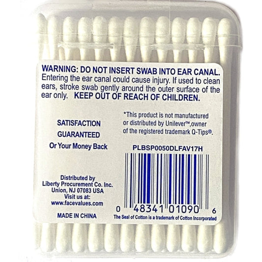 Face Values Cotton Swabs Travel Pack in Plastic Storage Case (50 Pack)