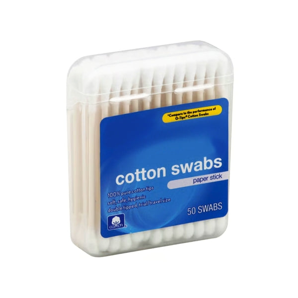 Face Values Cotton Swabs Travel Pack in Plastic Storage Case (50 Pack)