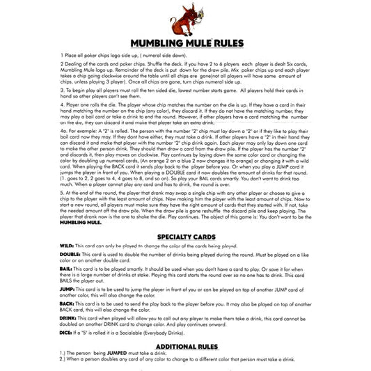 Mumbling Mule Drinking Game - Adult Party Card Game (Ages 21+) - Dollar Fanatic